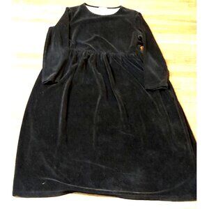 Vintage 80s Hanes Velvet Smocked Winter Comfy Long Sleeve Sz Medium Midi Dress